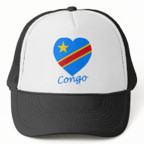 Congo Democratic Republic Flag Heart Mesh Hat