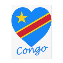 Congo Democratic Republic Flag Heart postcards