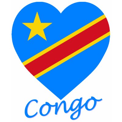 Congo Democratic Republic Flag Heart Tshirt by Vexillophile