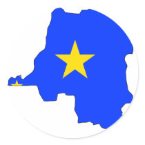 Congo Kinshasa flag map Round Stickers