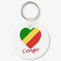 Congo Republic Flag Heart keychains