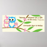 Congrats, Baby Girl Owl Baby Shower Banner posters
