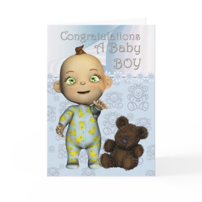 Congratulations A Baby Boy Card with cartoon by moonlake