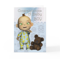 Congratulations A Baby Boy Card with cartoon by moonlake Congratulations A Baby Boy Card with cartoon