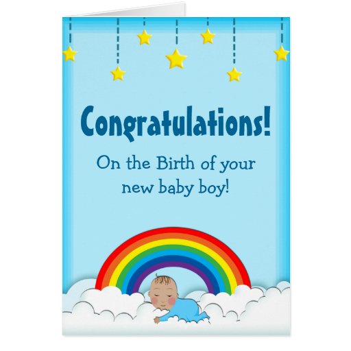 Congratulations Baby Boy rainbow card | Zazzle