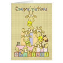Congratulations Birth Of Triplets Greeting Card