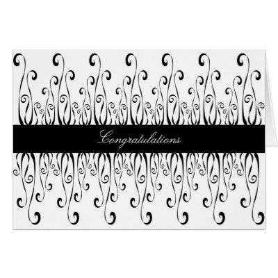 Congratulations Black & White Curls Cards by pooja1008