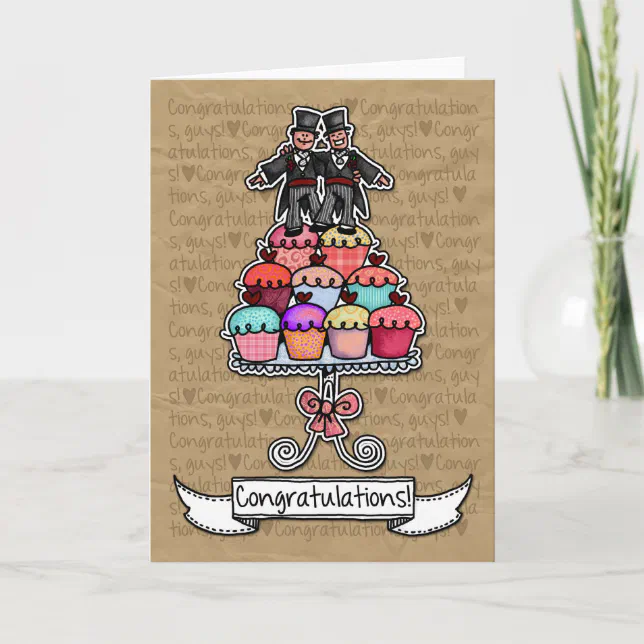 Congratulations Gay Wedding Couple Cupcakes Card Zazzle