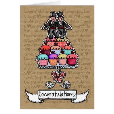 Congratulations - Gay Wedding Couple cupcakes Cards