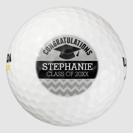 Congratulations Graduate Silver Black Graduation Golf Balls Zazzle
