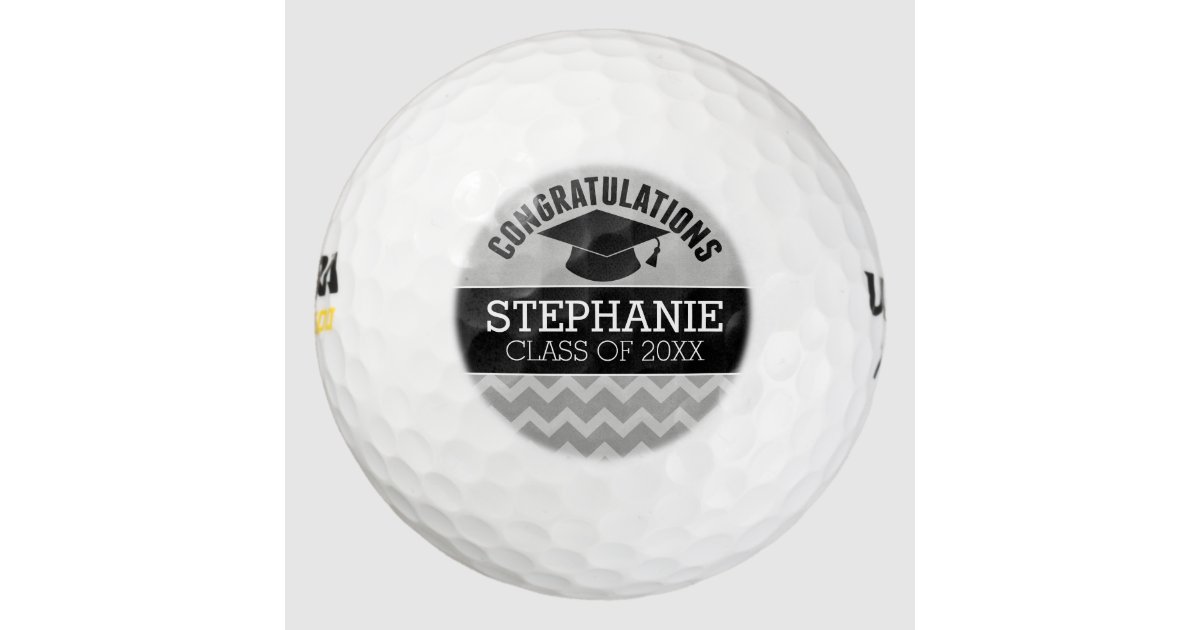 Congratulations Graduate Silver Black Graduation Golf Balls Zazzle