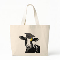 Congratulations Graduation Funny Cow in Cap Tote Bags