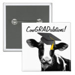 Congratulations Graduation Funny Cow in Cap Button