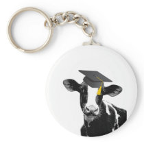 Congratulations Graduation Funny Cow in Cap Key Chain