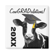 Congratulations Graduation Funny Cow in Cap Fridge Magnet