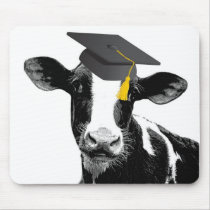 Congratulations Graduation Funny Cow in Cap Mousepads