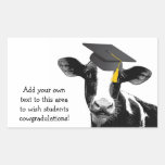 Congratulations Graduation Funny Cow in Cap Rectangle Stickers