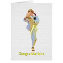 Congratulations, Karate Kicking Yellow Belt Card