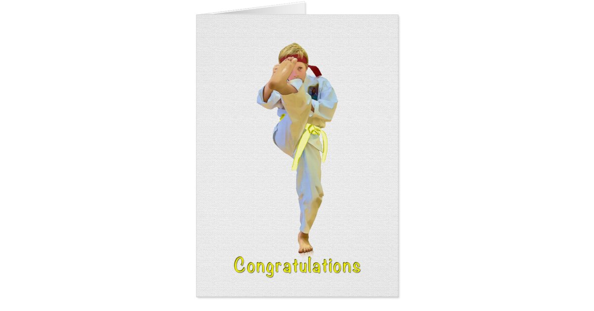 Congratulations, Karate Kicking Yellow Belt Card | Zazzle