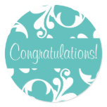 Congratulations Leaf Flourish Envelope Seal Round Stickers