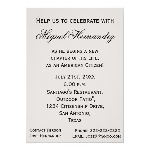 Congratulations New American Citizen!-Celebration Invites