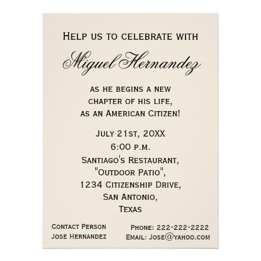 Congratulations New American Citizen!-Celebration Personalized Invites