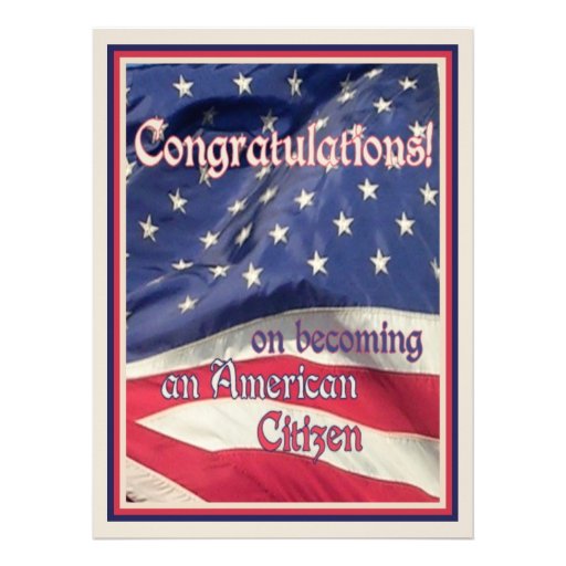 Congratulations New American Citizen!-Celebration Personalized Invites (front side)