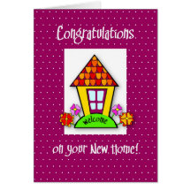 Congratulations on New Home, Purple, House Greeting Cards