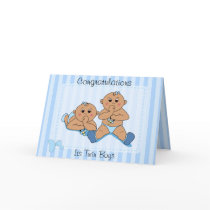 Congratulations - Twin Baby Boys Custom Card