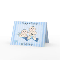 Congratulations - Twin Baby Boys Custom Card