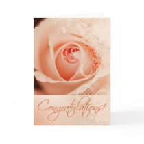 Congratulations Wedding Bridal Lace Rose (peach) cards