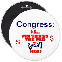 Congress Recall Pinback Buttons