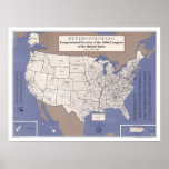 Congressional Districts Of USA  Map Poster