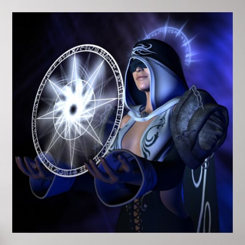 Conjuring wizard woman print