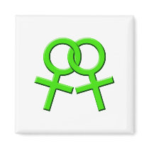 Connected Green Female Symbols Magnet 03