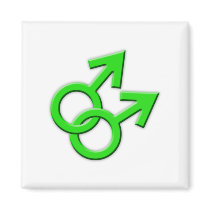 Connected Green Male Symbols Magnet 02
