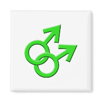 Connected Green Male Symbols Magnet 03