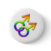 Connected Rainbow Male Symbols Button 02 by Sexuality Connected Rainbow Male Symbols Button 02