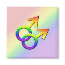 Connected Rainbow Male Symbols Magnet 01