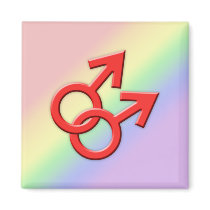Connected Red Male Symbols Magnet 01