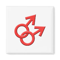 Connected Red Male Symbols Magnet 03