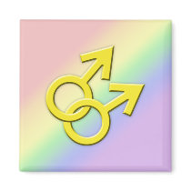 Connected Yellow Male Symbols Magnet 01