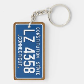 Connecticut 1976 Vintage License Plate Keychain Acrylic Key Chain