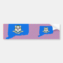 Connecticut Flag Map Bumper Stickers