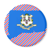 Connecticut Flag Map magnets