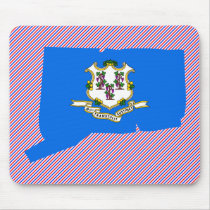 Connecticut Flag Map mousepads