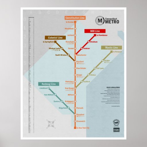 Connecticut Metro Map Posters