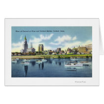 Connecticut River View of the Hartfort Skyline Greeting Cards
