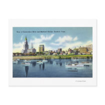 Connecticut River View of the Hartfort Skyline Postcard