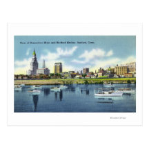 Connecticut River View of the Hartfort Skyline Postcard
